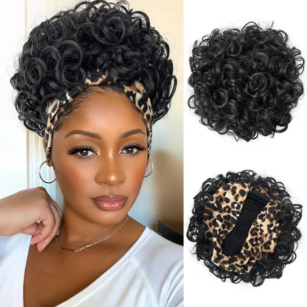 Synthetic Braided Wigs For Black Women - Kadınlar için Kafa Bantlı Büyük Kıvırcık