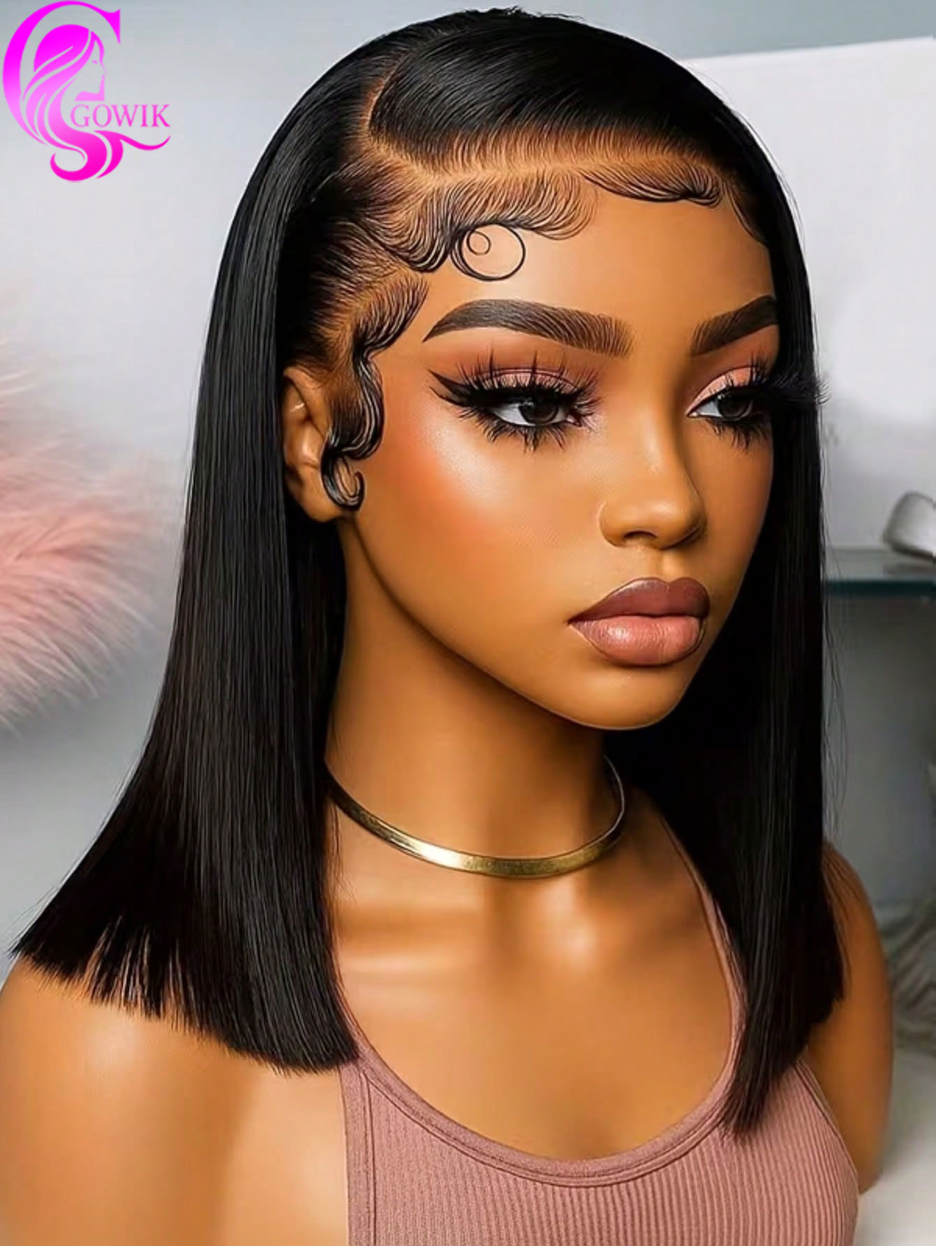 Pre Parted 13X4 Lace Front Bob Wig - Gowik %250 Yoğunluklu 13x4 Dantel Ön