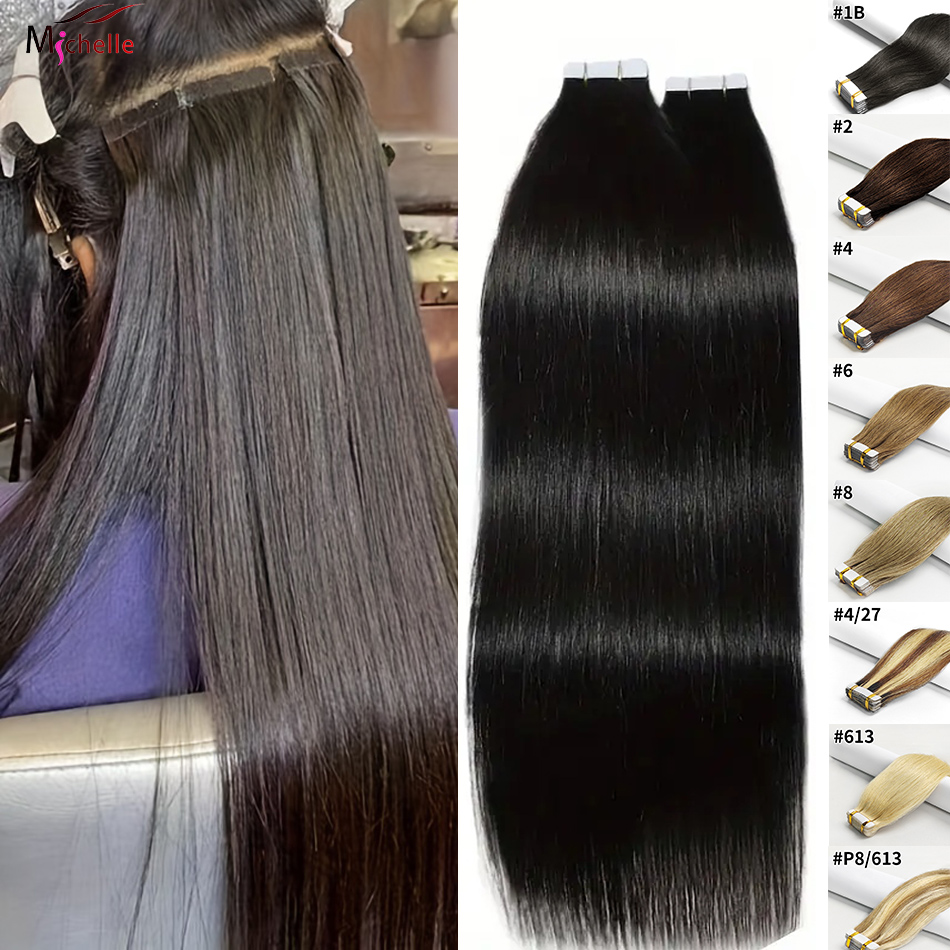 Invisible Tape In Extensions Real Hair - Bantlı Saç Uzantıları Düz ​​İnsan Saçı
