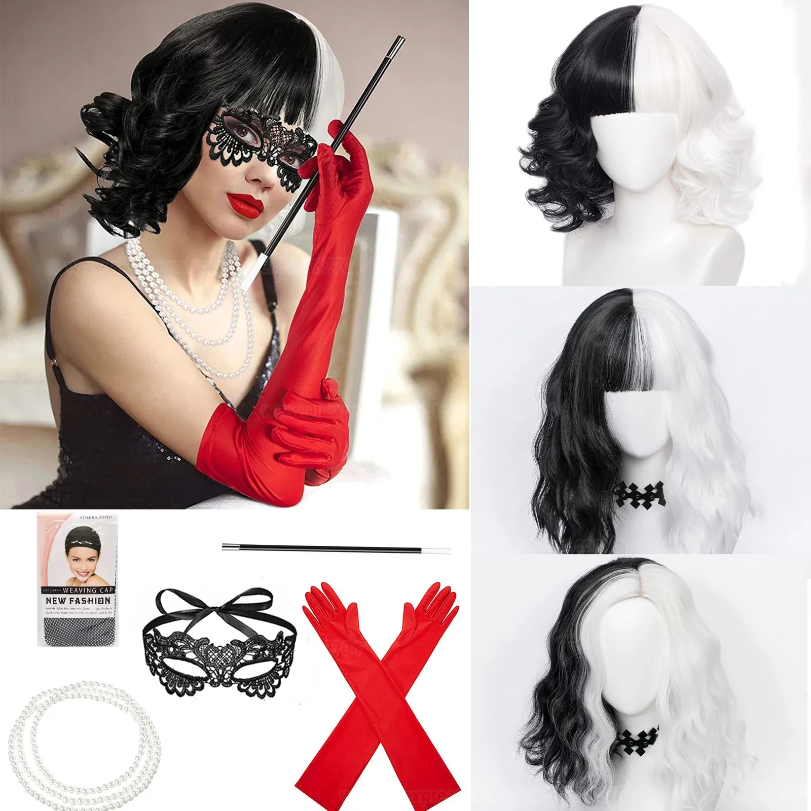 Synthetic Braided Wigs For Black Women - Konvansiyon Anime Cruella de Vil Cosplay