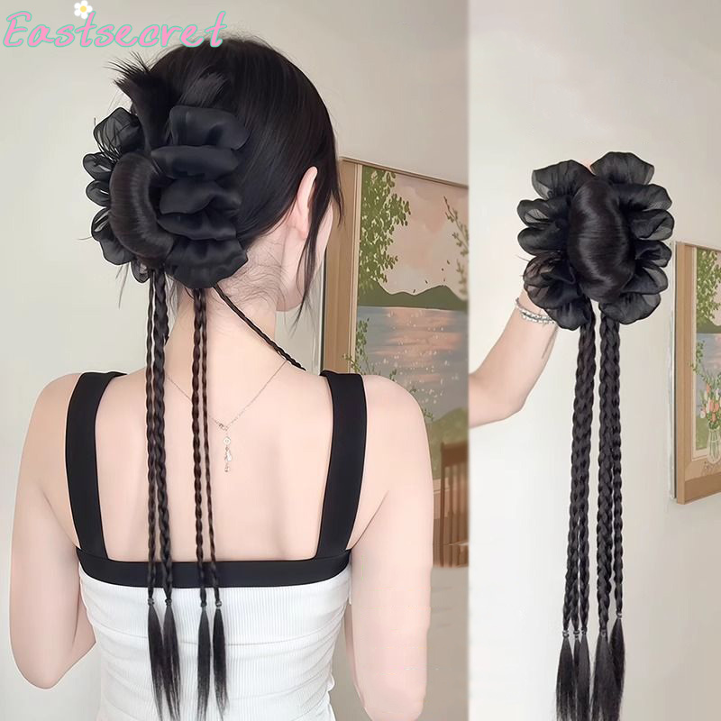 Claw Clip Messy Bun Hair Piece - Siyah Kurdeleli, Yarım Bağlamalı Saç Tokası,