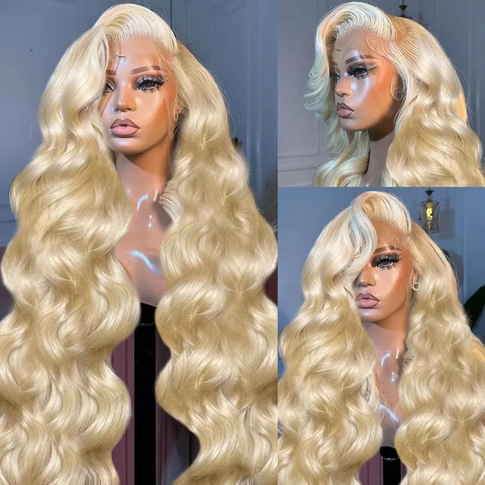613 Blonde Body Wave Lace Front Wig - # 613 İnsan Saçı Perukları Dalgalı
