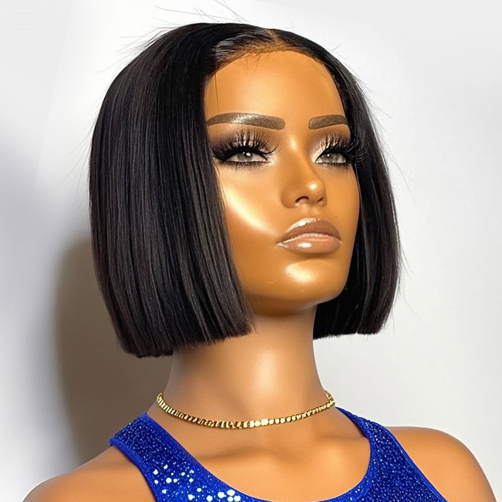 Glueless Wear And Go Human Hair Wig - %250 Yoğunluklu Düz Kısa Bob Peruk