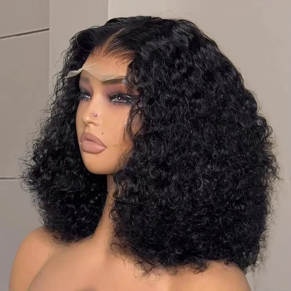 Glueless Wear And Go Human Hair Wig - 8-16 İnç Bob Kıvırcık Gerçek Saç