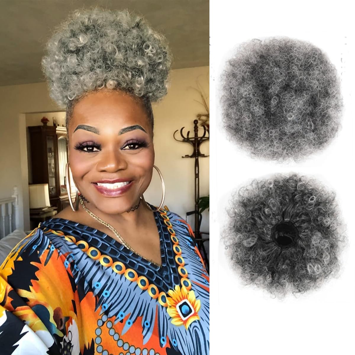 Drawstring Afro Curly Puff Ponytail - Afro Puff İpli At Kuyruğu, Kısa