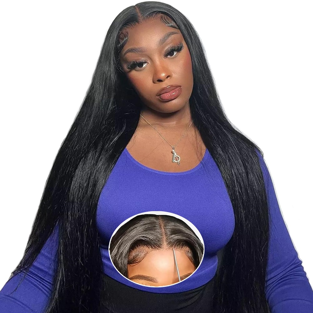 Human Hair Wigs - 7x6 HD Yapıştırıcısız Düz Peruk, Kadınlar