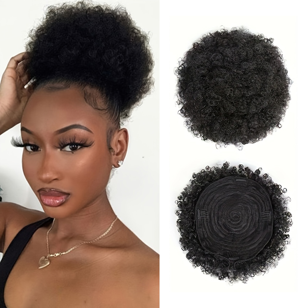 Drawstring Afro Curly Puff Ponytail - Afro Kıvırcık Topuzlar %100 Gerçek Saç