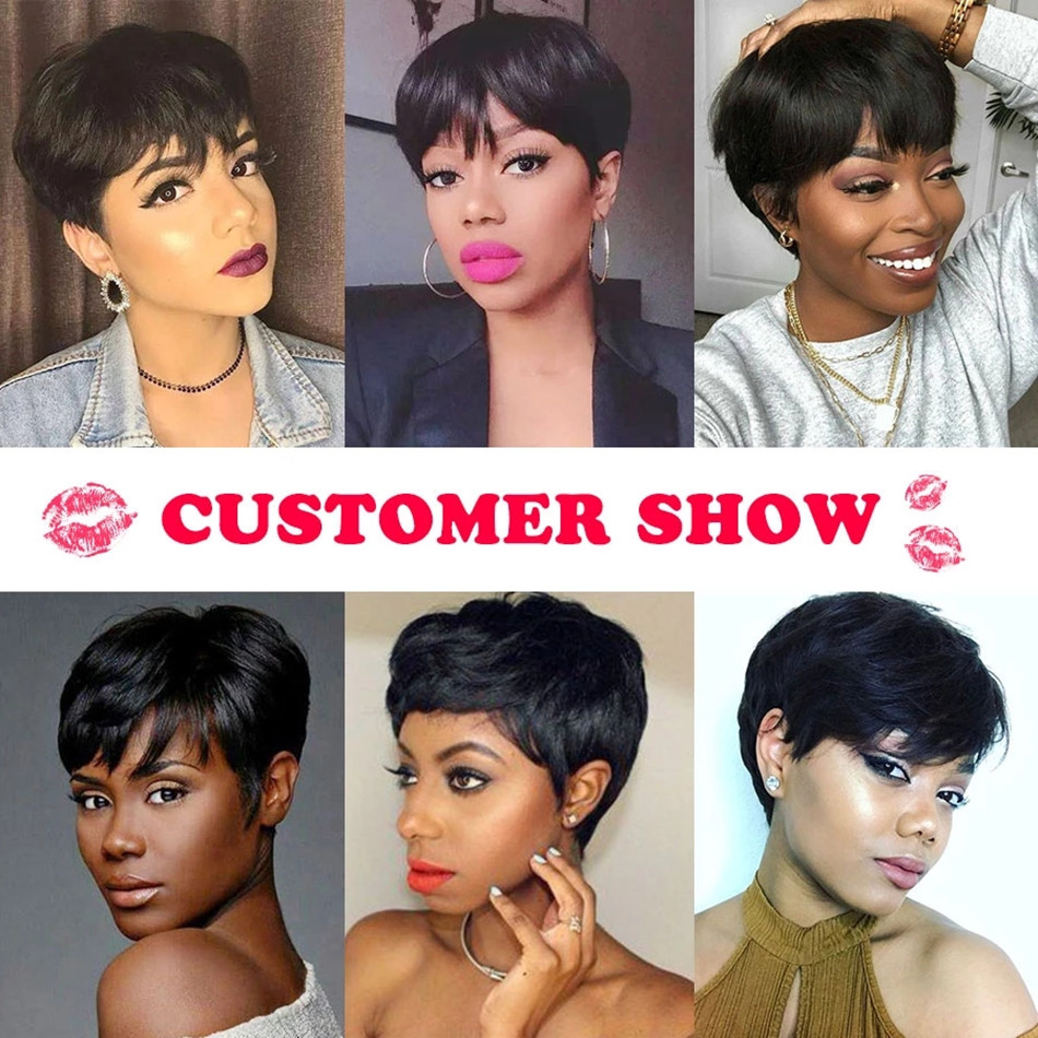Kısa İnsan Saçı Peruklar Pixie - Short Pixie Cut Wig Human Hair Cheap incelemesi ve fiyatı
