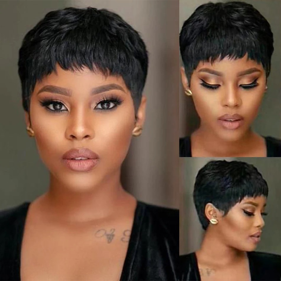 Kısa Düz Bob Peruk Pixie Kesim - Short Pixie Cut Wig Human Hair Cheap incelemesi ve fiyatı