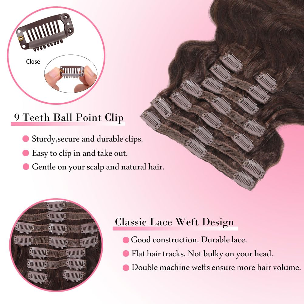 # 4 Çikolata Kahverengi Dalgal - Seamless Clip In Hair Extensions Human Hair incelemesi ve fiyatı