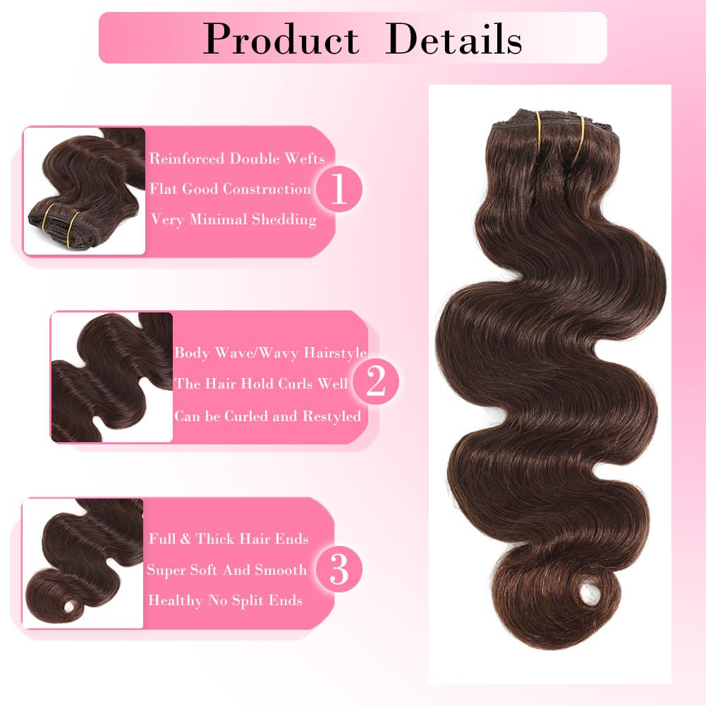 # 4 Çikolata Kahverengi Dalgal - Seamless Clip In Hair Extensions Human Hair incelemesi ve fiyatı
