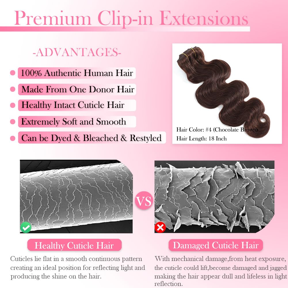 # 4 Çikolata Kahverengi Dalgal - Seamless Clip In Hair Extensions Human Hair incelemesi ve fiyatı