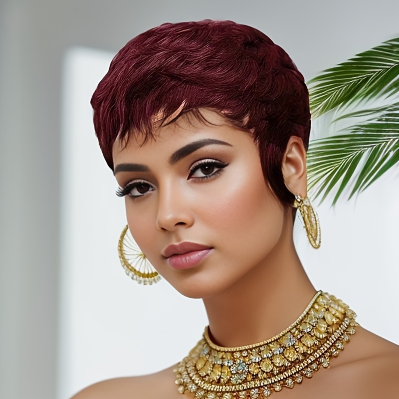 Kırmızı Peruk İnsan Saçı Siyah - Short Pixie Cut Wig Human Hair Cheap incelemesi ve fiyatı
