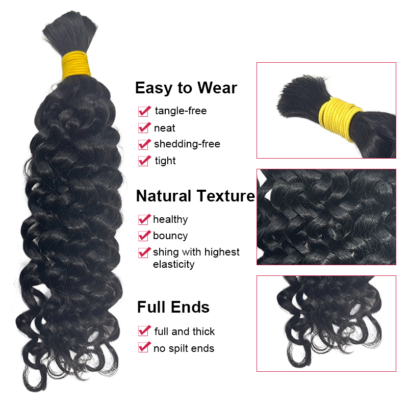Örgü için Su Dalgası Görünümlü - Water Wave Bulk Human Hair For Braiding incelemesi ve fiyatı