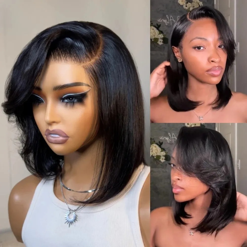 Siyah Kısa Bob Düz Peruk, Kakü - Pre Parted 13X4 Lace Front Bob Wig incelemesi ve fiyatı