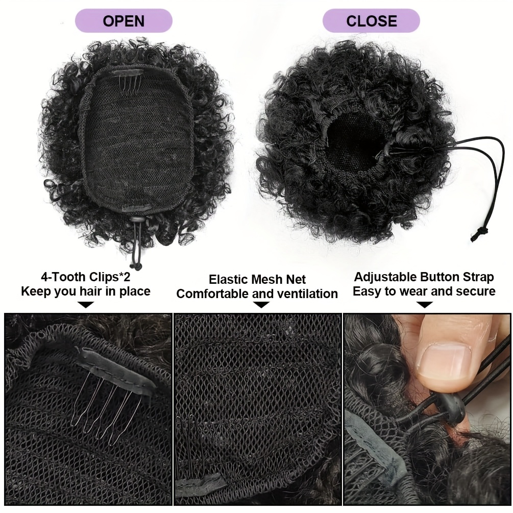 Afro Kıvırcık Topuzlar %100 Ge - Drawstring Afro Curly Puff Ponytail incelemesi ve fiyatı